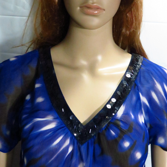 Sheer Blouse w/ Sequins Top - Picture 2 of 7